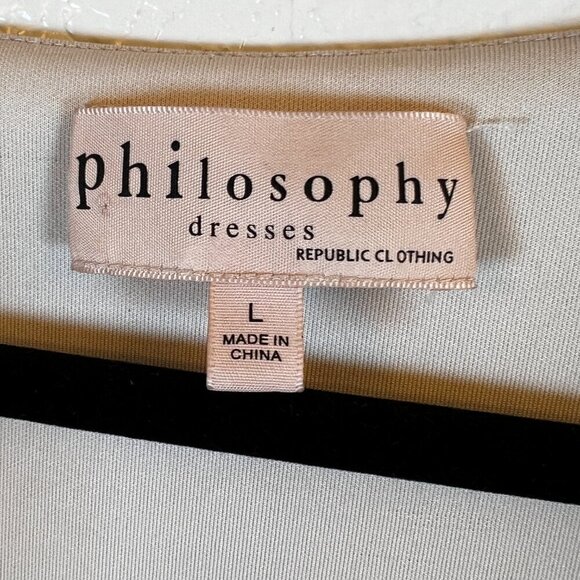 Philosophy Elegant Black Sheer Sleeve Sheath Cocktail Event Dress Size Large - Picture 2 of 8